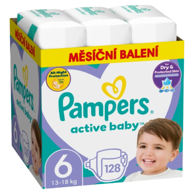 Pampers Active Baby Plenky Velikost 6 X128, 13kg-18kg