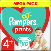 Plenkové Kalhotky Pampers Pants Velikost 4+ X102ks, 10-15kg