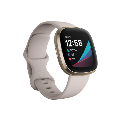 Fitbit Sense Chytré hodinky Lunar White/Soft Gold Stainless Steel