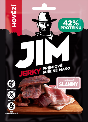 Jim Jerky Hovězí sušené maso slanina 10x23g