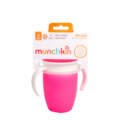 Munchkin Juniorský netekoucí hrneček 360°s oušky, 12m+, růžový 207 ml