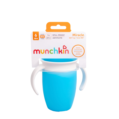 Munchkin - Juniorský netekoucí hrneček 360°s oušky 207ml-modrý 1ks