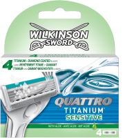 Wilkinson Sword Quattro Titanium Sensitive - Náhradní hlavice 4ks Wilkinson Sword Quattro Titanium Sensitive - Náhradní hlavice 4ks