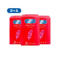 Durex Kondomy Feel Thin Extra Lubricated pack (2+1) 54 ks