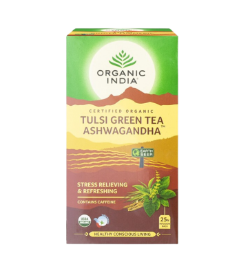 Organic India Tulsi se zeleným čajem a Ašvagandou BIO 25 sáčků