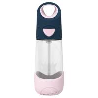 B.box Láhev na pití s brčkem indigo/růžová 450ml