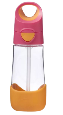 B.box Láhev na pití s brčkem růžová/oranžová 450ml