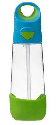 B.box Lahev na pití s brčkem modrá/zelená 600ml