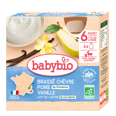 Babybio Svačinka z kozího mléka s hruškou a vanilkou 4x85g