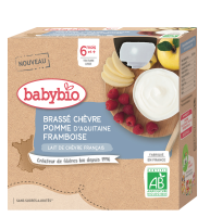 Babybio Svačinka z kozího mléka s jablkem a malinami 4x85g
