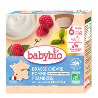 Babybio Svačinka z kozího mléka s jablkem a malinami 4x85g