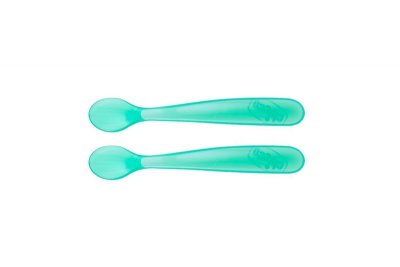 Chicco Měkká silikonová lžička modrá 6m+ 2ks