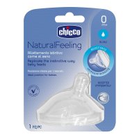 Chicco Dudlík na láhev Natural Feeling silikon, pomalý průtok 1ks, 0m+