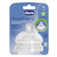 Chicco Dudlík na láhev Natural Feeling silikon, nastavitelný průtok 2ks, 4m+ Chicco Dudlík na láhev Natural Feeling silikon, nastavitelný průtok 2ks, 4m+