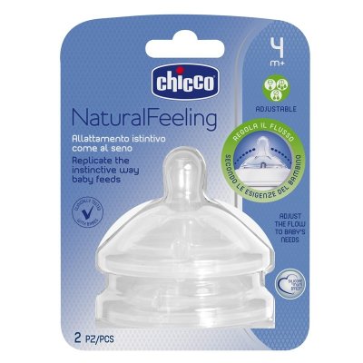 Chicco Dudlík na láhev Natural Feeling silikon, nastavitelný průtok 4m+ 2 ks