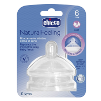 Chicco Dudlík na láhev Natural Feeling silikon, rychlý průtok 2ks, 6m+ Chicco Dudlík na láhev Natural Feeling silikon, rychlý průtok 2ks, 6m+