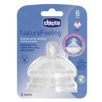 Chicco Dudlík na láhev Natural Feeling silikon, rychlý průtok 2ks, 6m+