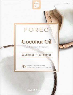 Foreo Coconut Oil - Vyživující plátýnková maska pro dehydratovanou pleť 3 x 20 g