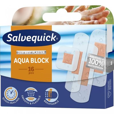 Salvequick Aqua Block Náplast urychlující hojení, voděodolná 16 ks