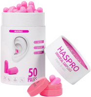 Haspro Tube50 špunty do uší, růžové 50 párů