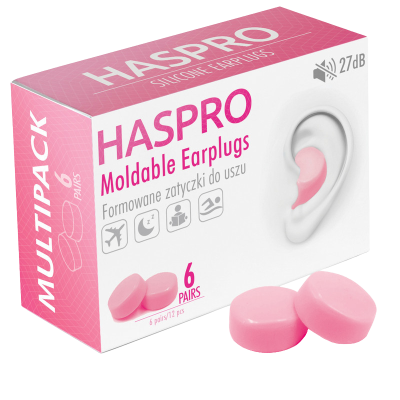 Haspro Mold6 silikonové špunty do uší, růžové 6 párů
