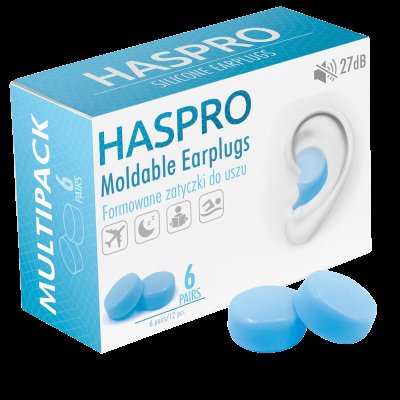 Haspro Mold6 silikonové špunty do uší, modré 6 párů
