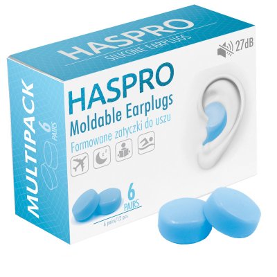 Haspro Mold6 silikonové špunty do uší, modré 6 párů