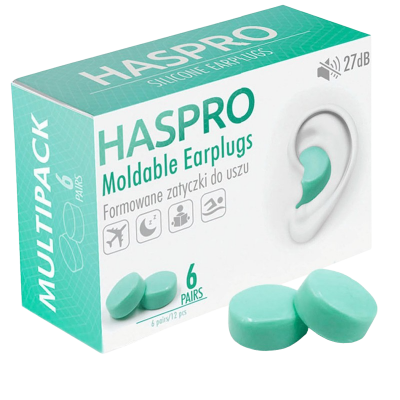 Haspro Mold6 silikonové špunty do uší, mátové 6 párů 12 ks