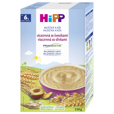 HiPP Mléčná kaše PRAEBIOTIK vícezrnná se švestkami 250g