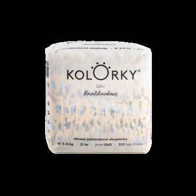 KOLORKY DAY - déšť a duhy - M (5-8 kg) - 21 ks - jednorázové eko plenky
