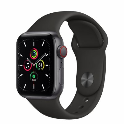 Apple Watch SE GPS + Cellular, 40mm Space Gray Aluminium Case, Black Sport Band, Regular 1ks