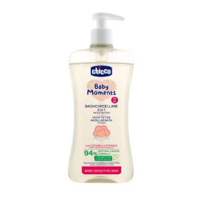 Chicco Šampon micelární na vlasy a tělo s dávkovačem Baby Moments Sensitive 94% přírod. složek 500 ml
