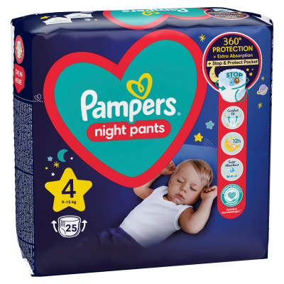 Pampers Night Pants Plenkové Kalhotky Velikost 4 25ks