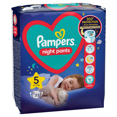 Pampers Night Pants Plenkové kalhotky velikost 5 22ks