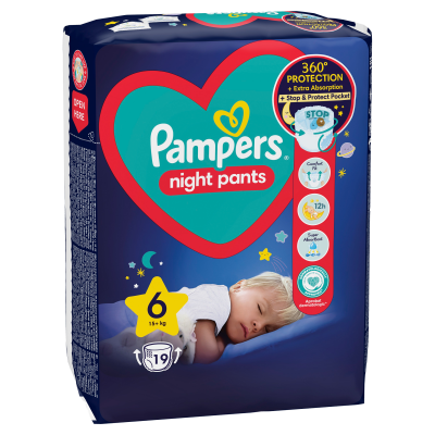 Pampers Night Pants Plenkové Kalhotky Velikost 6 19ks