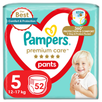 Pampers Premium Care Pants Plenkové kalhotky vel. 5, 12-17 kg, 52 ks