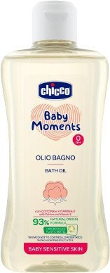 CHICCO Olej do koupele s bavlnou a vitamínem E Baby Moments Sensitive 93 % přírodních složek 200ml