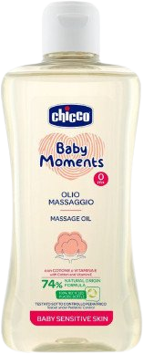 CHICCO Olej masážní s bavlnou a vitamínem E Baby Moments Sensitive 74 % přírodních složek 200ml CHICCO Olej masážní s bavlnou a vitamínem E Baby Moments Sensitive 74 % přírodních složek 200ml