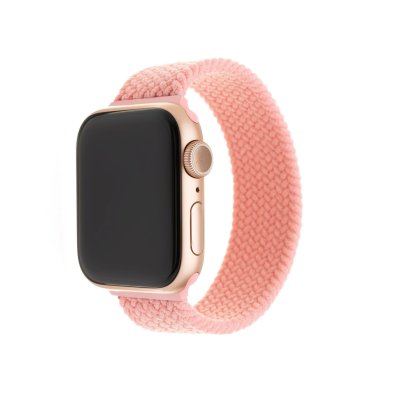 FIXED Elastický nylonový řemínek Nylon Strap pro Apple Watch 42/44/45mm růžový velikost XS