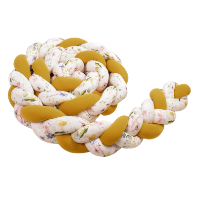 T-Tomi Pletený mantinel 220 cm Mustard+Flowers 1ks