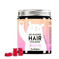 Bears With Benefits Ah-mazing Vitamíny pro zdravé vlasy s biotinem bez cukru, gumoví medvídci 60 ks
