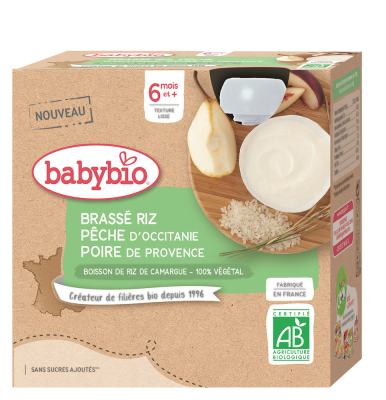 Babybio Rýžová kaše s broskví a hruškou 4x85g