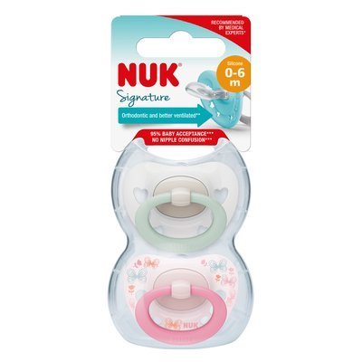 NUK Dudlík Signature 0-6m. 2 ks BOX, holka