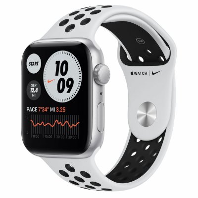 II. jakost Apple Watch Nike SE GPS, 44mm Silver Aluminium Case with Pure Platinum/Black Nike Sport Band - Regular