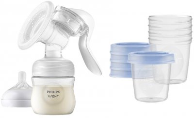 Philips AVENT Odsávačka mateřského mléka manuální + VIA 180ml 5ks