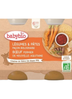 Babybio Příkrm zelenina s těstovinami na boloňský způsob s hovězím masem 2x200g