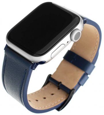 FIXED Kožený řemínek Leather Strap pro Apple Watch 42mm/44mm - modrý