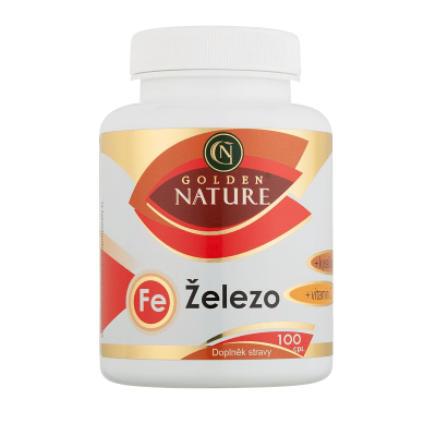 Golden Nature Železo+Vitamin C+Kys. listová 100 kapslí