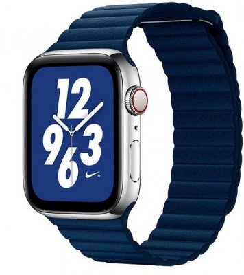 COTEetCI kožený magnetický řemínek Loop Band pro Apple Watch 38/40mm tmavě modrý