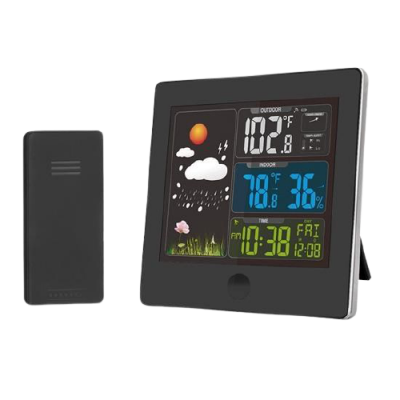 Solight Meteostanice TE80 barevný LCD, teplota, vlhkost, RCC, černá